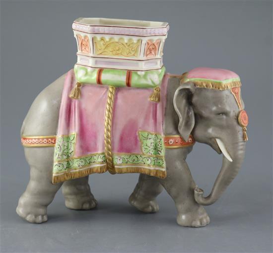 A Continental porcelain model of an elephant height 20cm